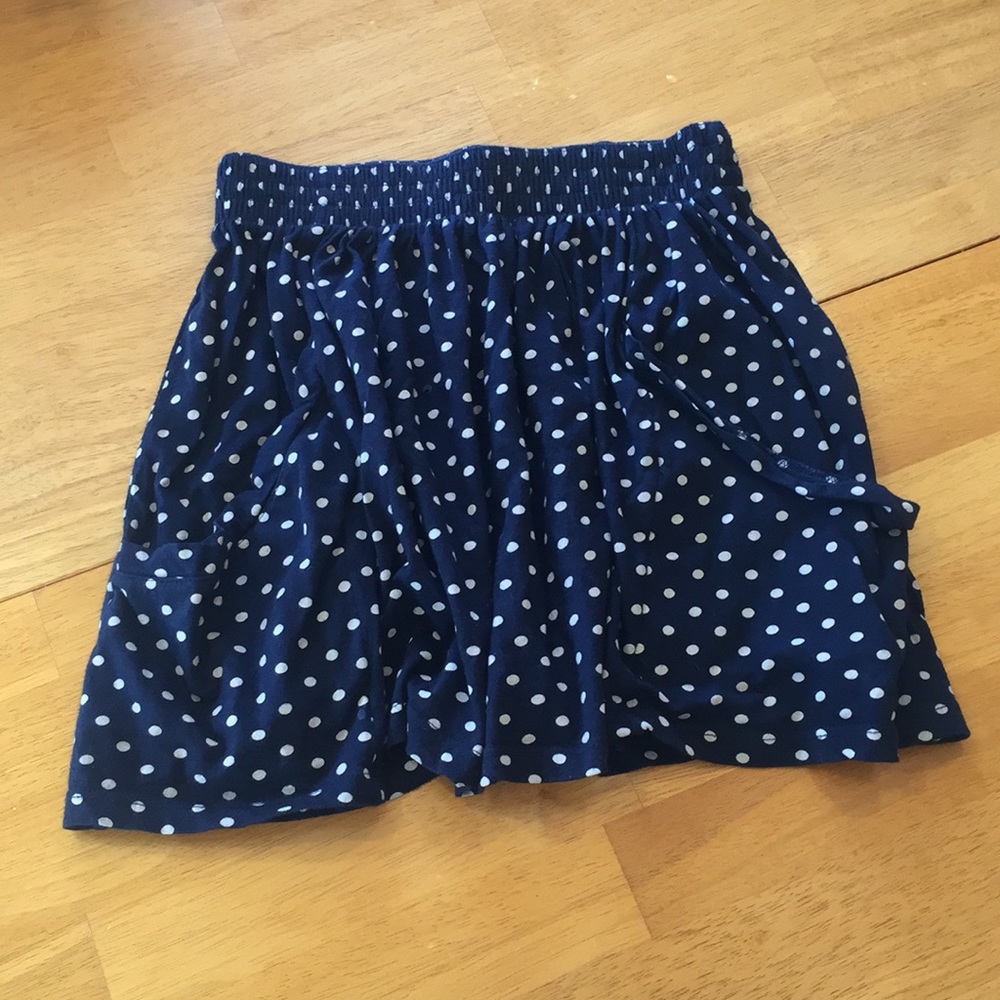 Trafaluc Navy Blue and White Polka Dot Mini Skirt